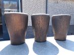 bloempotten set hoog model 3 stuks binnen brons/bruin, Tuin en Terras, Gebruikt, Rond, Binnen, Aardewerk