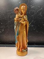 Oud gipsen Maria beeld met kind, Verzamelen, Ophalen of Verzenden, Gebruikt, Beeld(je)