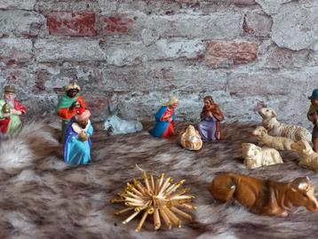 Antieke brocante gipsen beeldjes tbv kerststal kerstkribbe  beschikbaar voor biedingen