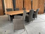 Boomstam Oud teak tuintafel Matrix of U - poot 260cm B keus, Ophalen, Nieuw, Rechthoekig, Teakhout