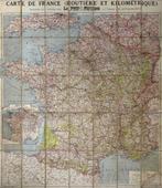 Antieke Carte de France nostalgische route kaart op canvas, Ophalen of Verzenden