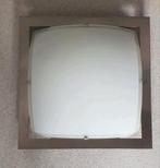 Plafondlamp vierkant rvs & glas, Ophalen, Zo goed als nieuw, Glas, Tijdloos