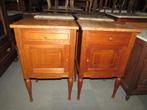 antiek set eiken nachtkastjes met marmer blad 350,00, Antiek en Kunst, Curiosa en Brocante, Ophalen of Verzenden