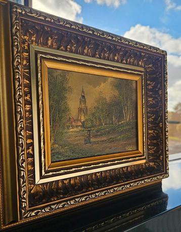 Twee oude Schilderijen met Landschappen is pedantje ges Hove beschikbaar voor biedingen