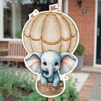 Nieuw geboortebord olifant luchtballon – tuinbord geboorte, Kinderen en Baby's, Kraamcadeaus en Geboorteborden, Ophalen of Verzenden