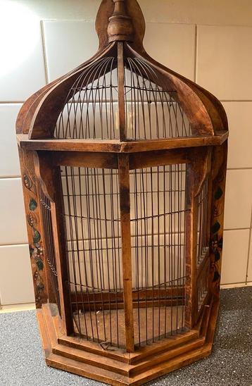 Prachtige brocante houten vogelkooi!! beschikbaar voor biedingen