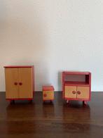 Jaren 70 kastjes hout rood-blank, Kinderen en Baby's, Speelgoed | Poppenhuizen, Ophalen of Verzenden, Gebruikt