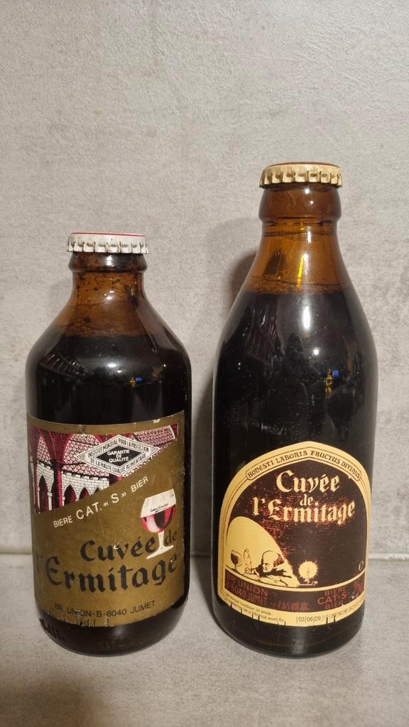 “2x Cuvée de l’Ermitage – Br. Union, Jumet– ~'83 en '89, Verzamelen, Biermerken, Ophalen of Verzenden