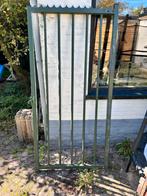 Stalen Hekwerk met Staanders en Slot, Gebruikt, Ophalen of Verzenden, Draaipoort, 150 tot 200 cm