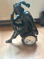 Antieke Franse beeldklok – 19e eeuw – met bronzen figuur, Antiek en Kunst, Ophalen, Brons