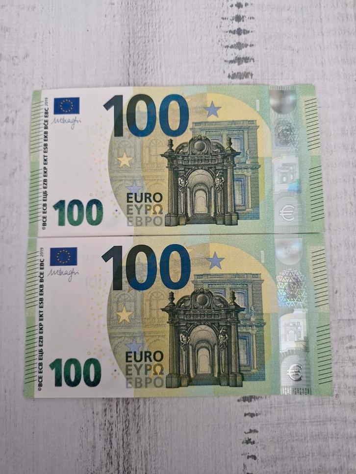 Setje van twee 100 Euro biljetten UNC, Postzegels en Munten, Bankbiljetten | Europa | Eurobiljetten, Setje, Overige landen, 100 euro