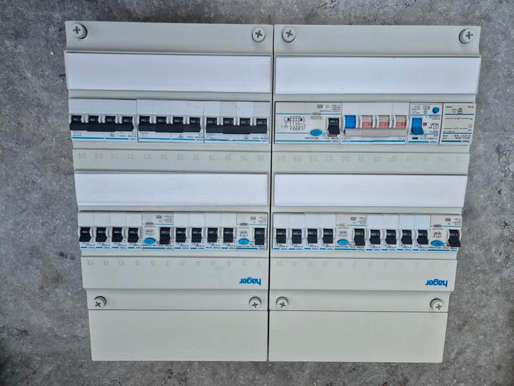 Dubbele Hager Meterkast 20 groepen, 3x kracht, 17x 1 fase be, Doe-het-zelf en Verbouw, Elektra en Kabels, Stopcontact, Ophalen of Verzenden