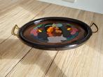 Prachtig Vintage Art Deco Dienblad -Tray met mooie Decoratie, Verzenden, Gebruikt, Ovaal, Hout