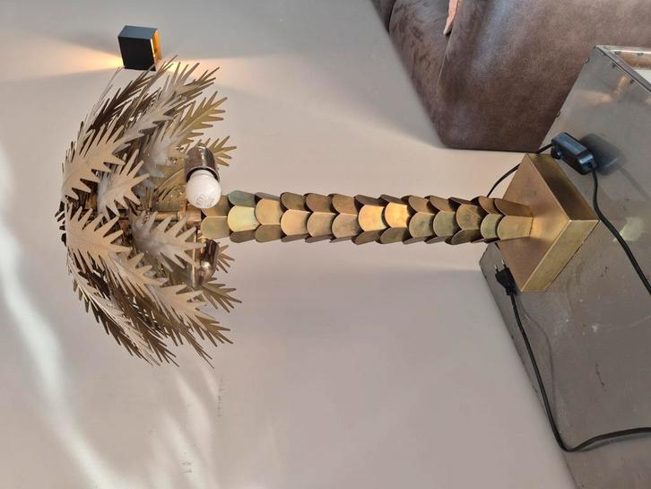 Gouden palmboom lamp, Huis en Inrichting, Lampen | Vloerlampen, Minder dan 100 cm, Ophalen