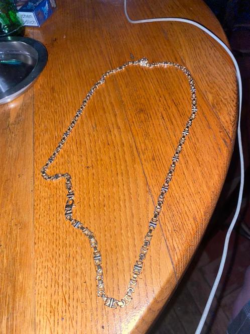 Platte gouden koningsketting 14 karaats, Sieraden, Tassen en Uiterlijk, Kettingen, Gebruikt, Goud, Ophalen of Verzenden