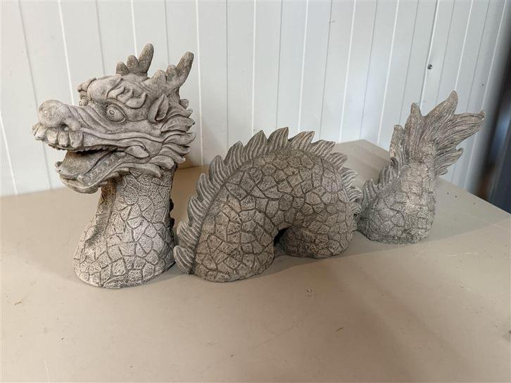 Chinese Draak Beeld - Kunststeen - Geluksbeeld Tuin/Huis, Tuin en Terras, Tuinbeelden, Zo goed als nieuw, Ophalen of Verzenden