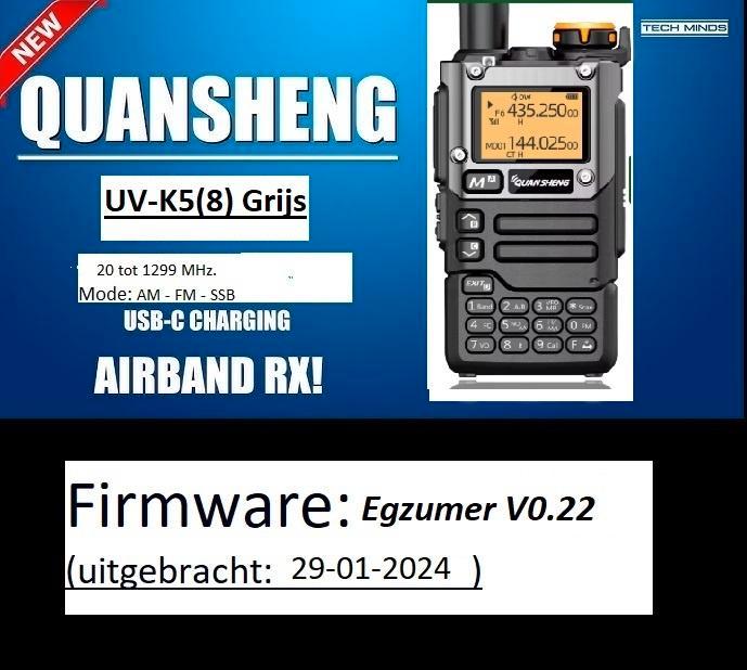 2x Quansheng UV-K5(8) Grijs (Firmware: Egzumer V0.22), Telecommunicatie, Portofoons en Walkie-talkies, Zo goed als nieuw, Portofoon of Walkie-talkie