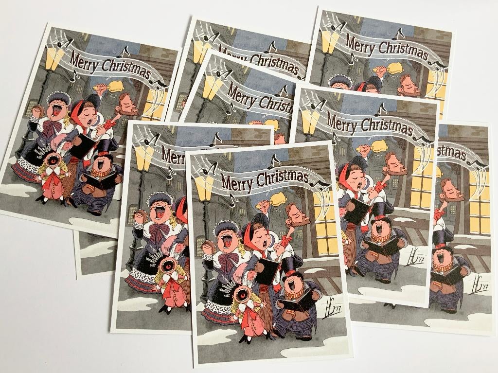 Set kerstkaarten “Kerstkoortje”, Ophalen of Verzenden, Nieuw, Kerst