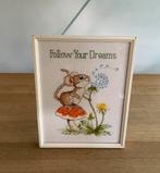 Schattige vintage Pollywog borduurprent muisje, Ophalen of Verzenden