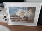 Poster bloemen, zee, in lijst 86 x 112 cm, Ophalen, Zo goed als nieuw
