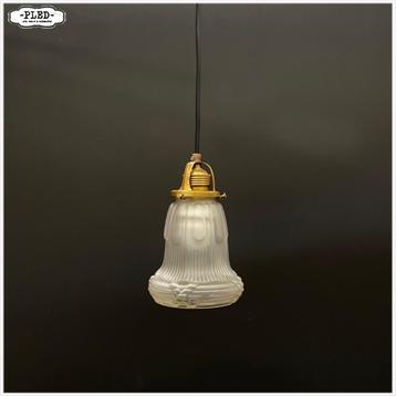 Oud, frosted glass hanglampje / nieuw snoer / art deco beschikbaar voor biedingen