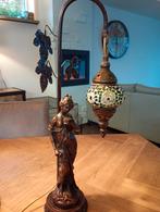 Antiek Lampje met Figuur en Mozaïek, Antiek en Kunst, Ophalen of Verzenden