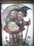 Hummel~Paraplu~Jongen meisje~jrn 50~Houten Lijst, Verzamelen, Ophalen of Verzenden, Huis en Inrichting