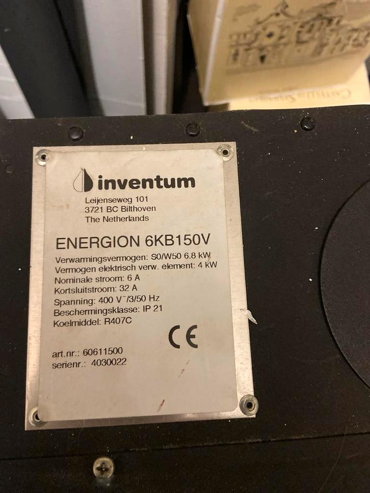 Inventum warmte pomp met  150L RVS boiler 2007, Doe-het-zelf en Verbouw, Geisers en Boilers, Gebruikt, Boiler, 100 liter of meer