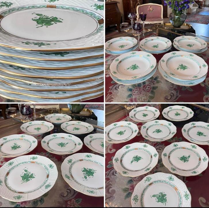Herend Apponyi groen dinner servies., Antiek en Kunst, Antiek | Servies compleet, Ophalen of Verzenden