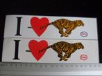 2x sticker i love esso logo rennende tijger, Verzamelen, Verzenden, Zo goed als nieuw, Bedrijf of Vereniging