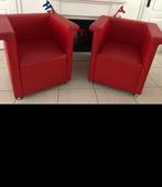 2X rode lader fauteuils, Huis en Inrichting, Fauteuils, Ophalen, Gebruikt, 75 tot 100 cm, 50 tot 75 cm