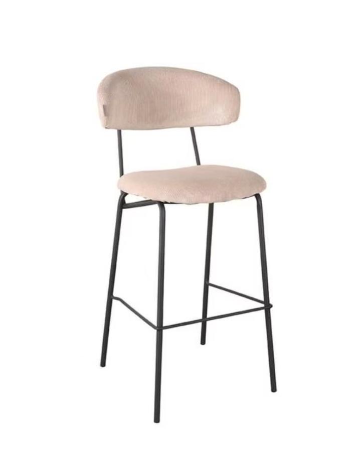 Barkruk Zack 53x56x107 cm| Naturel Ribcord, Huis en Inrichting, Barkrukken, Zo goed als nieuw, 1 kruk, Draaibaar, Ophalen of Verzenden