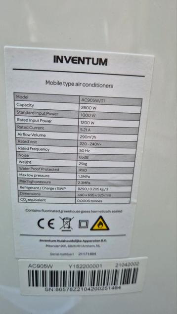 Inventum AC905W/01 Mobiele Airco - Zo Goed Als Nieuw beschikbaar voor biedingen