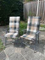 2 Bella Stapele Tuinstoelen Inklapbaar + kussens, Ophalen, Gebruikt, Metaal, Inklapbaar