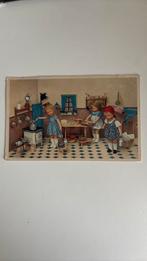Poppenfamilie aan het werk in de keuken.1958., Ophalen of Verzenden, 1940 tot 1960, Gelopen
