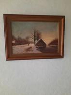 Prachtig antiek schilderij  met mooie lijst winter gezicht, Antiek en Kunst, Kunst | Schilderijen | Klassiek, Ophalen of Verzenden