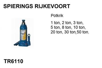 Potkrik, 1 ton tot 50 ton , krik bottle jack Spierings beschikbaar voor biedingen