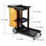Reinigingswagen, 3 planken, 200 kg, 25 gallon zak, zwart en, Verzenden, Nieuw