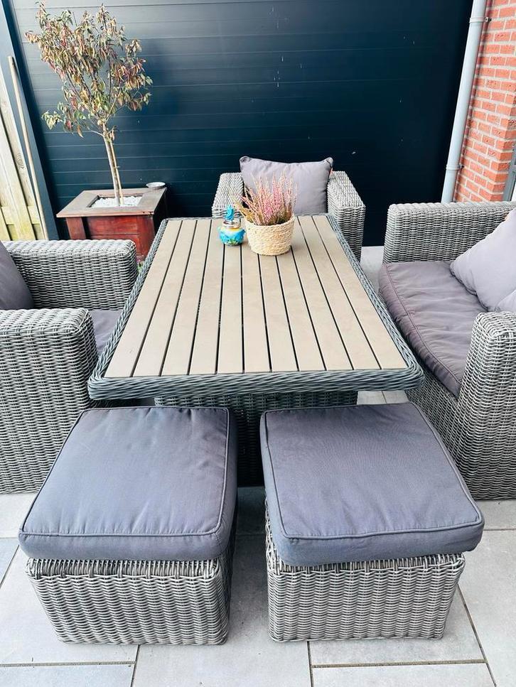 Mooie Wicker Tuinset - Compleet!, Tuin en Terras, Tuinsets en Loungesets, Zo goed als nieuw, Tuinset, Wicker, 6 zitplaatsen, Bank