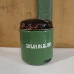 Pot bus emaille suiker groen hoogte 15,5 cm origineel deksel, Antiek en Kunst, Ophalen of Verzenden