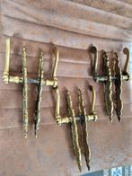 Set van 3 oude klinken lang schild geen sleutelgat, Ophalen of Verzenden, Zo goed als nieuw, Koper of Messing, Klink of Kruk