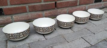 Te koop 5 kommen tijger afbeelding14 cm doorsnee 7 cm hoog beschikbaar voor biedingen