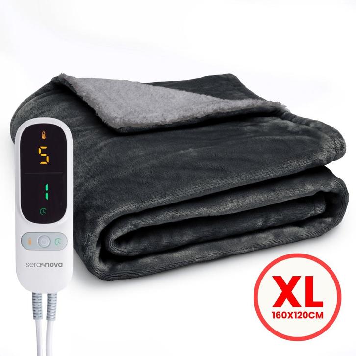 Seranova Elektrische Deken - 160x120cm - Warmtedeken - Grijs, Huis en Inrichting, Woonaccessoires | Plaids en Woondekens, Zo goed als nieuw