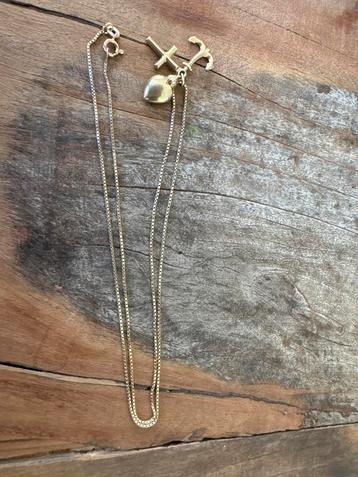 14K Gouden Ketting met Hart, Anker & Kruis beschikbaar voor biedingen