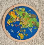 Houten Goki Puzzel - Wereldkaart - tweezijdig, Ophalen, Meer dan 50 stukjes, Zo goed als nieuw, Van hout