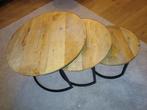 Leenbakker Salontafels VidaXL 3-deligeTafeltjesset mangohout, Ophalen, 50 tot 100 cm, Rond, 50 tot 100 cm