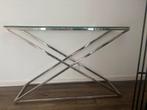 Elegante Cross Sidetable - Glas & RVS, Ophalen, Nieuw, Glas, 75 cm of meer