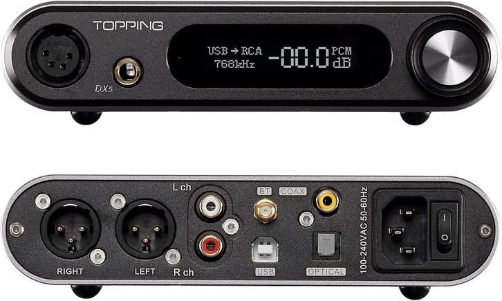 TOPPING DX5 DAC 2x ES9068AS Headphone Amplifier, Audio, Tv en Foto, Converters, Nieuw, Ophalen of Verzenden