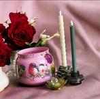 Grote Vaas/ bokaal reverse decoupage, Overige kleuren, Nieuw, Ophalen of Verzenden, Glas