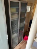Ikea Billy boekenkast met glazen melk deur aluminium grijs, Ophalen, 200 cm of meer, Glas, 50 tot 100 cm
